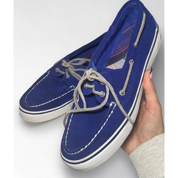 Sperry Shoes - SPERRY TOP WOMENS SHOES SIZE 8 PREPPY VARSITY BLUE CANVAS FLAT TOP SIDER SNEAKER